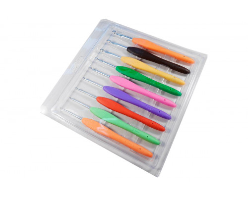 Набор крючков для вязания с каучуковой ручкой 9 шт (2.0-6.0)