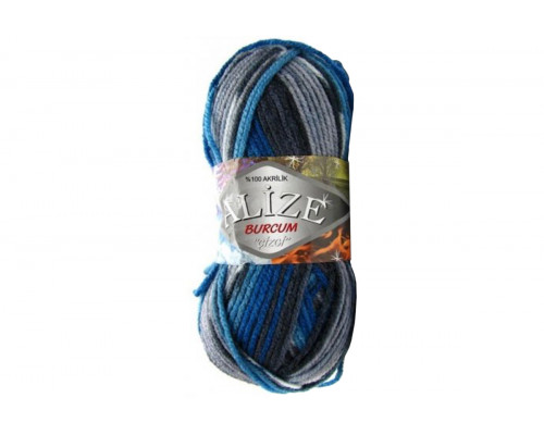 Пряжа Alize Burcum Gizgi – цвет 4312 светло-серый/бирюзовый/угольный