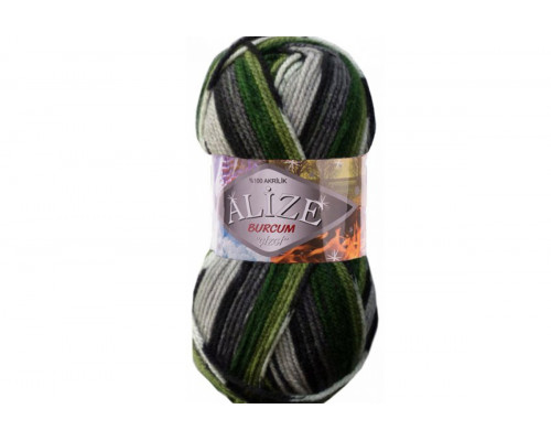 Пряжа Alize Burcum Gizgi – цвет 4785 темно-серый/серый/зеленый