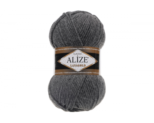 Пряжа Alize Lanagold Classic (Ализе Ланаголд Классик) – цвет 182 темно-серый меланж