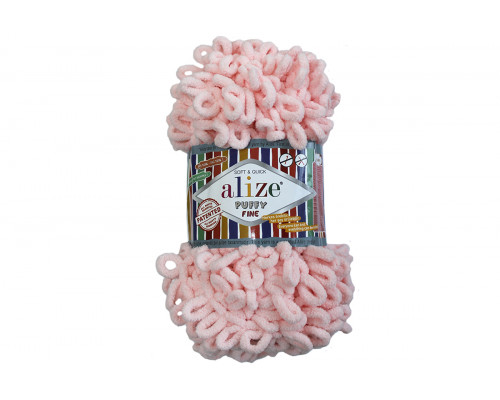 Пряжа/нитки Alize Puffy Fine – цвет 340 розовая пудра