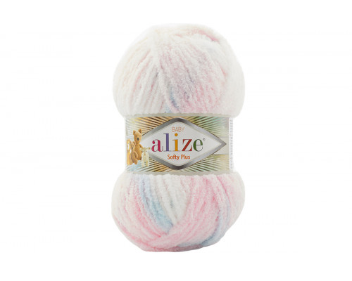 Пряжа Alize Softy Plus – цвет 5864 серый/белый/розовый