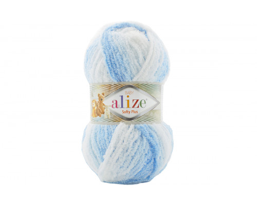 Пряжа Alize Softy Plus – цвет 5865 белый/голубой
