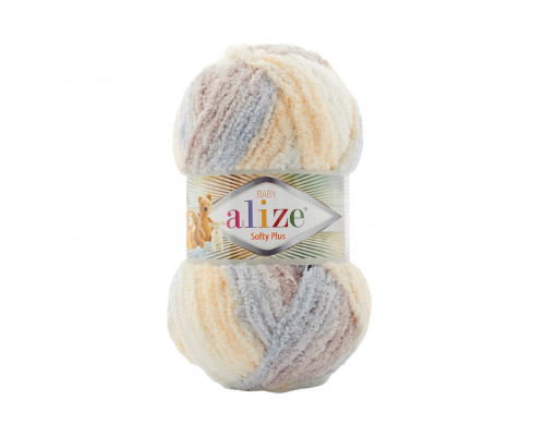 Пряжа Alize Softy Plus – цвет 6463 серый/молочный/бежевый/абрикос