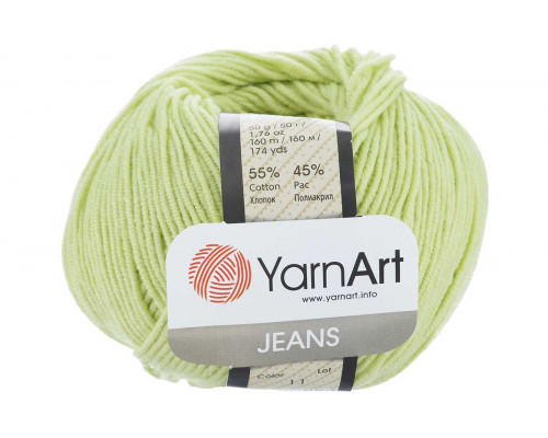 Пряжа/нитки YarnArt Jeans – цвет 11 салатовый