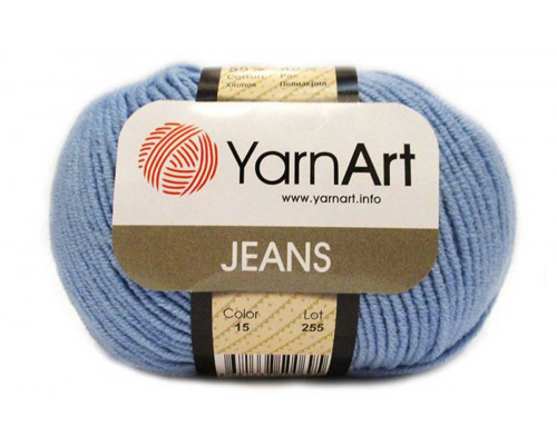 Пряжа/нитки YarnArt Jeans – цвет 15 голубой