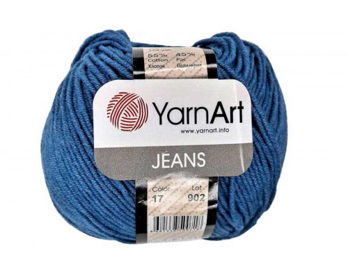 Пряжа/нитки YarnArt Jeans – цвет 17 темно-синий