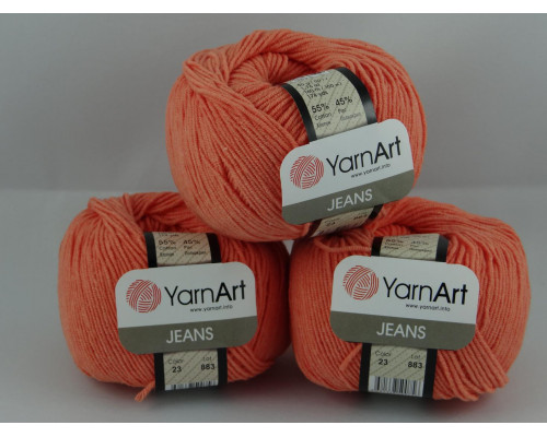 Пряжа/нитки YarnArt Jeans - цвет 23 морковный