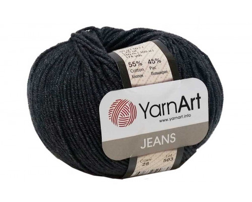 Пряжа/нитки YarnArt Jeans - цвет 28 темно-серый