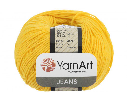 Пряжа/нитки YarnArt Jeans - цвет 35 желтый