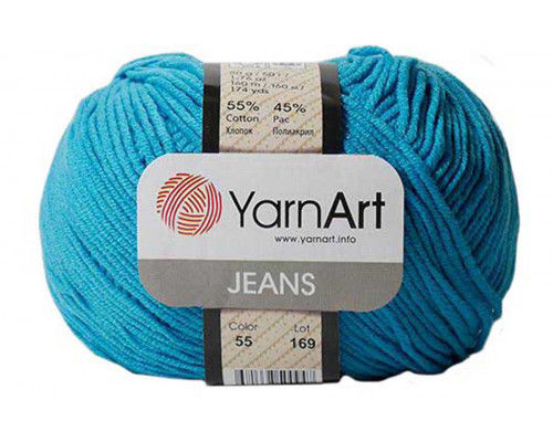 Пряжа/нитки YarnArt Jeans – цвет 55 темная бирюза