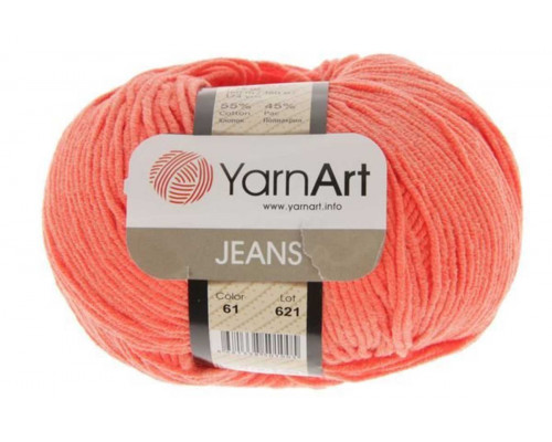 Пряжа/нитки YarnArt Jeans – цвет 61 коралл