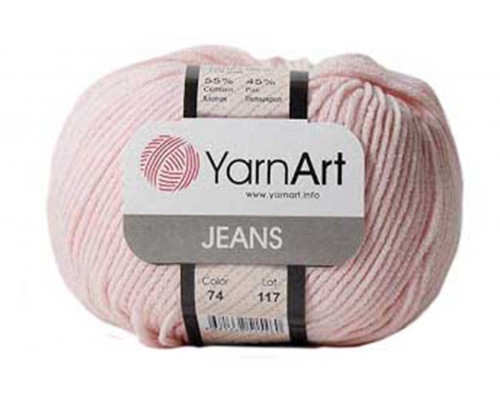 Пряжа/нитки YarnArt Jeans – цвет 74 бледно-розовый
