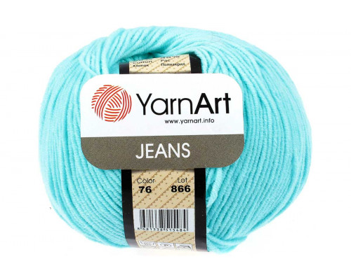 Пряжа/нитки YarnArt Jeans – цвет 76 нежно-бирюзовый