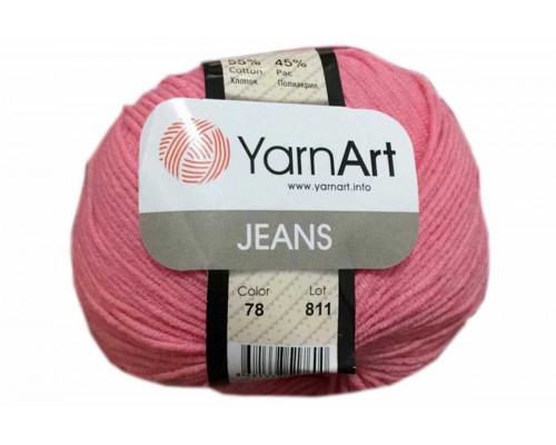 Пряжа/нитки YarnArt Jeans – цвет 78 розово-коралловый