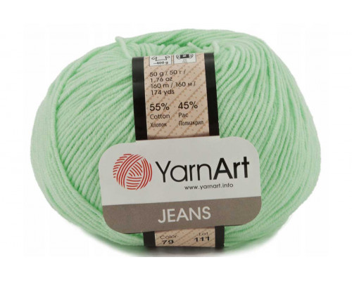 Пряжа/нитки YarnArt Jeans – цвет 79 нежно-мятный