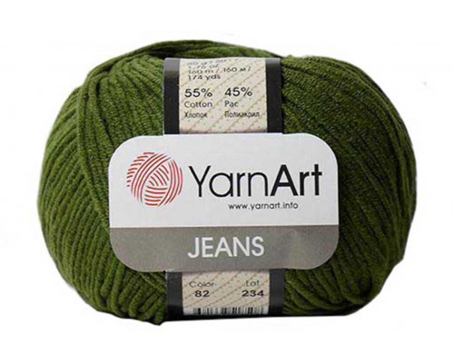 Пряжа/нитки YarnArt Jeans – цвет 82 хаки
