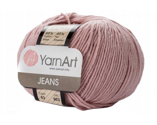 Пряжа/нитки YarnArt Jeans – цвет 83 светло-розовый