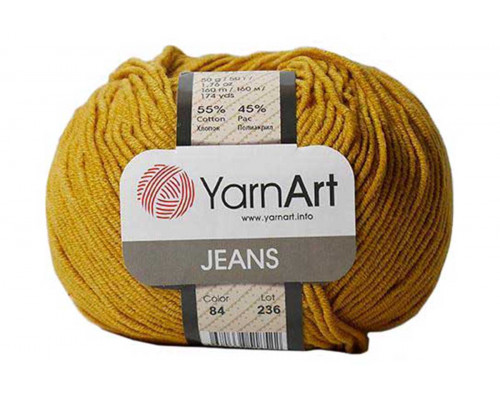 Пряжа/нитки YarnArt Jeans – цвет 84 горчица