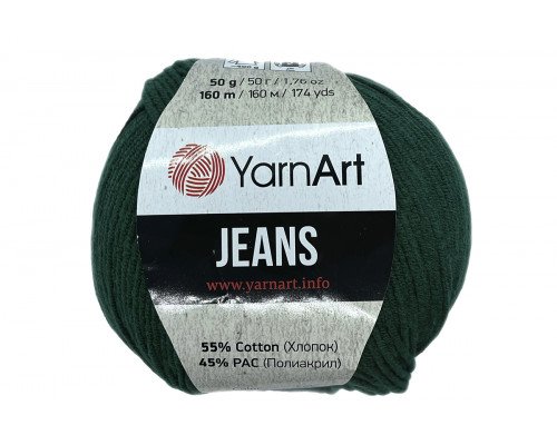 Пряжа/нитки YarnArt Jeans – цвет 92 ель