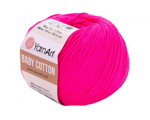 Пряжа YarnArt Baby Cotton – цвет 422 малиновый неон