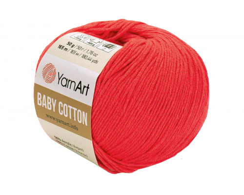 Пряжа YarnArt Baby Cotton – цвет 423 яркий коралл