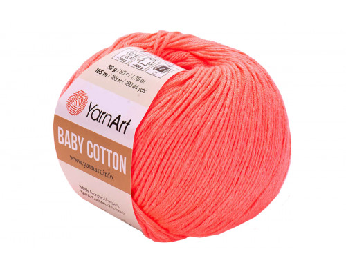 Пряжа YarnArt Baby Cotton – цвет 424 коралловый неон