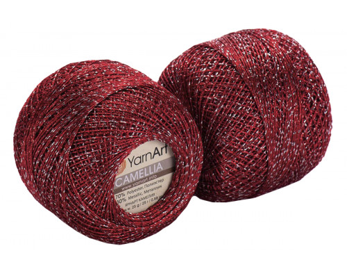 Пряжа YarnArt Camellia – цвет 416 красный-серебро