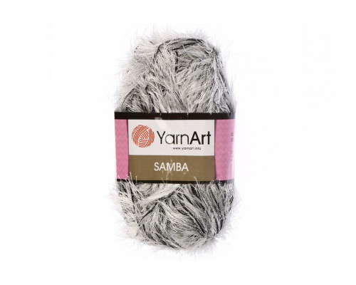 Пряжа YarnArt Samba – цвет A64 белое серебро-черый