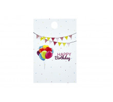 Картонная бирка «Happy Birthday» цветные шары и флажки
