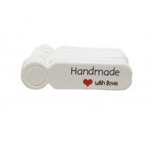 Картонная бирка «Handmade with Love» овальная белая с сердечком