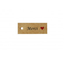 Картонная бирка «Merci» крафт с сердечком