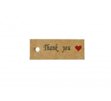 Картонная бирка «Thank you» крафт с сердечком