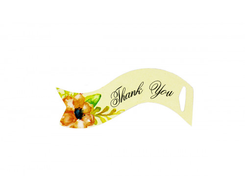 Картонная бирка «Thank You» желтая с цветком