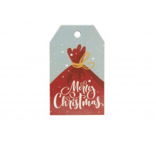Картонная бирка «Merry Christmas» красный мешок