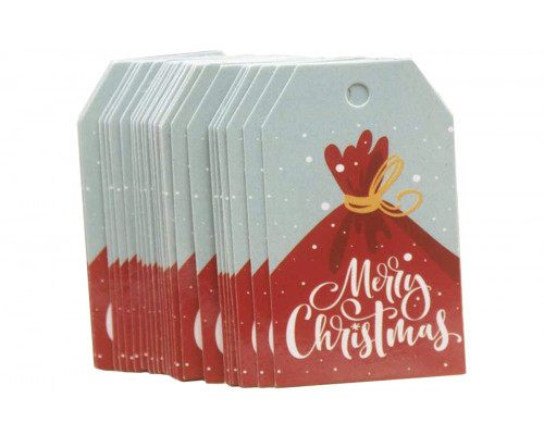Картонная бирка «Merry Christmas» красный мешок