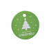Картонная бирка «Merry Christmas» круглая зеленая