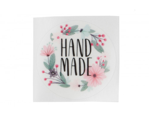 Наклейка самоклеящаяся «Hand made» 4 см цветы матовая пленка
