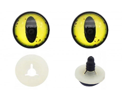Глаза винтовые 14 мм драконьи с вертикальным зрачком №07 желтые