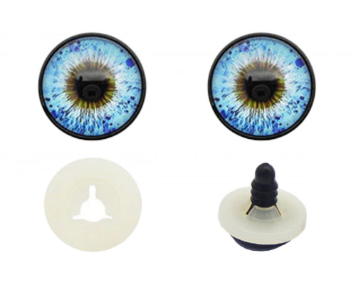 Глаза винтовые 16 мм драконьи с круглым зрачком №02 голубые с желтым
