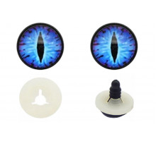 Глаза винтовые 16 мм драконьи с вертикальным зрачком №20 синие-голубые