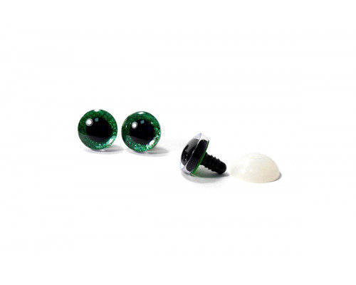 Глаза винтовые 18 мм зеленые с искоркой (пара)
