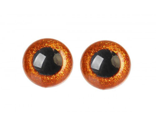 Глаза винтовые 24 мм коричневые Блестки (пара)