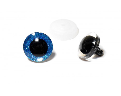 Глаза винтовые 25 мм голубые с искоркой (пара)