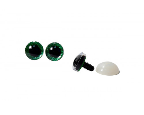 Глаза винтовые 25 мм зеленые с искоркой (пара)
