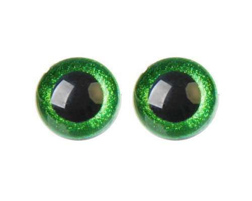 Глаза винтовые 30 мм зеленые Блестки (пара)