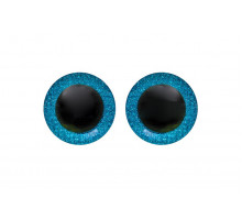 Глаза винтовые 30 мм голубые плоские Блестки (пара)