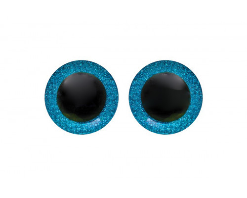 Глаза винтовые  30 мм голубые плоские Блестки (пара)