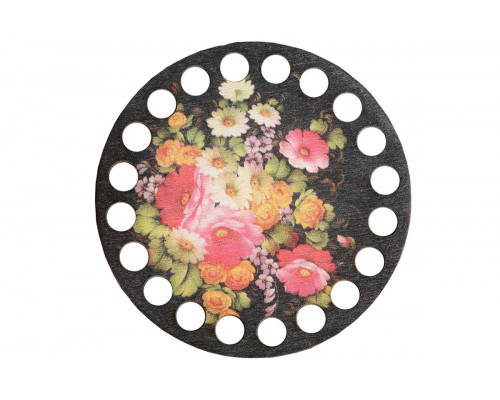 Заготовка для вязания круг 10 см «Жостовская роспись №1»