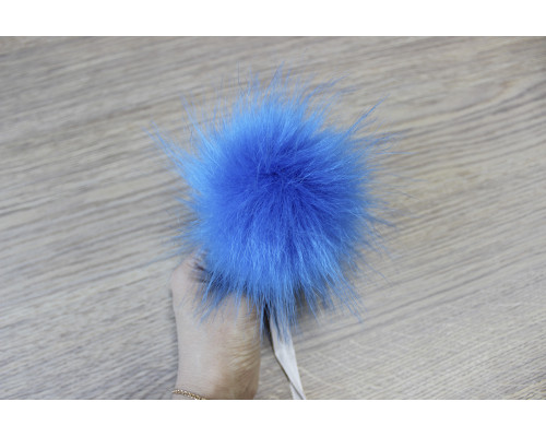 Помпон из экомеха 12-13 см ярко-голубой